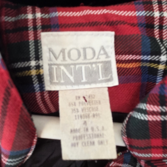 Moda International Red Plaid Jacket 4 - Picture 2 of 7
